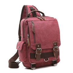 Canvas backpack Chest Shoulder Rucksack Travel Casual Sling Bag Waterproof Crossbody bag Men Women